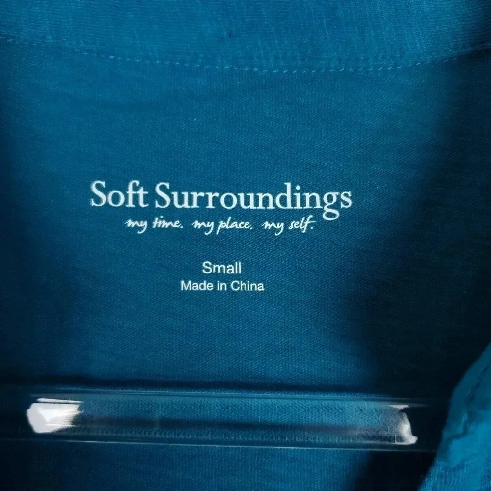 Soft Surroundings Danielle Button Top Tank Teal S - Picture 4 of 13